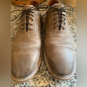 Frye Paul Bal leather oxfords in stone color.